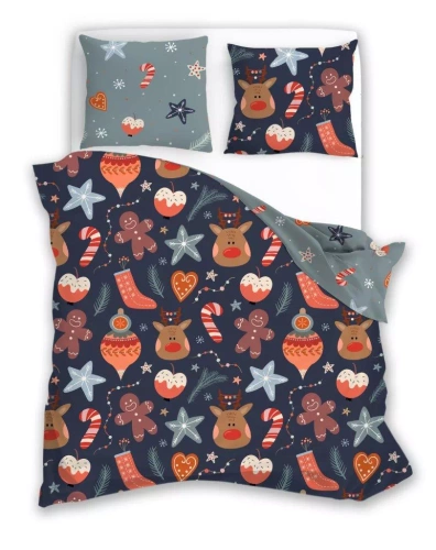 Holly Jolly 007 Faro Biancheria da letto natalizia grigio marina - microfibra satinata, set con cerniera