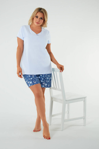 Tulip Pigiama da donna a maniche corte, pantaloncini Moda italiana - blu/stampa