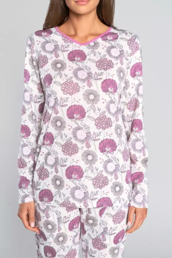 Pigiama da donna a maniche lunghe, pantaloni Lobelia Italian Fashion -