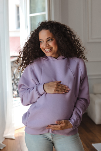 Felpa premaman e per allattamento Milk&love Motherhood oversize violetto tenue
