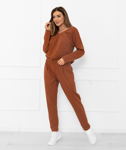 Karina Set tuta donna Moda italiana terracotta-cotone, confortevole