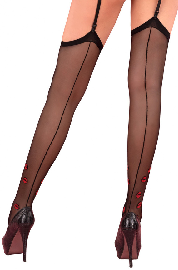 Crimson Lipstick Black 20 DEN LivCo Corsetti Moda reggicalze