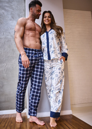 Pigiama da donna 514/443 Amber CORNETTE - cotone, manica lunga, abbottonato