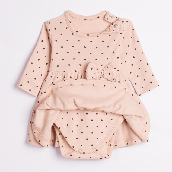 226160 Nicol HANIA Body-abito in cotone beige con cuoricini