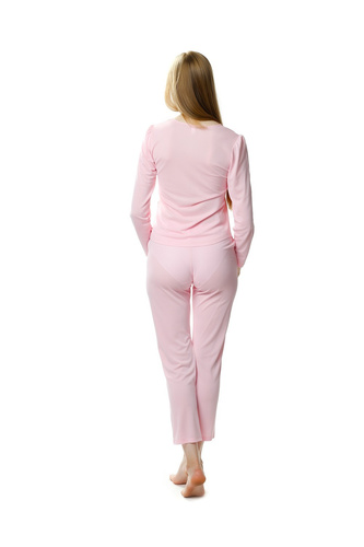 Pigiama donna Maria rosa in seta viscosa lunga con apertura davanti 36–52