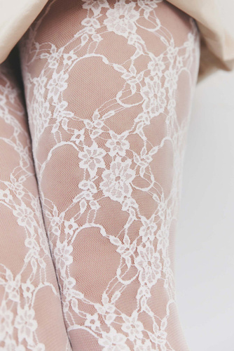I 5000 Fiore Donatella collant da donna in pizzo con cucitura verticale white