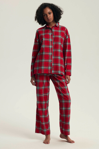 43716 Pigiama donna Dalisa Henderson - flanella a quadri, caldo 100% cotone