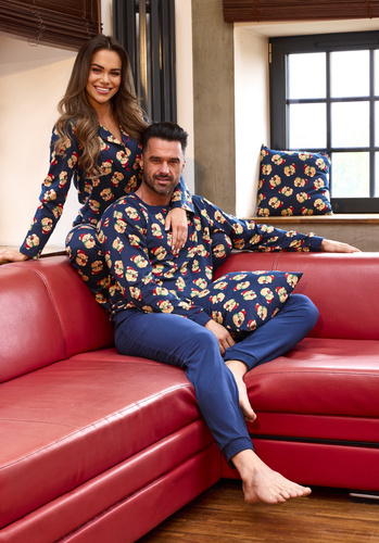 457/293 Pigiama da uomo Teddy 6 Cornette - Natale, blu marino, cotone