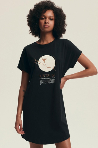 Camicia da notte 43729 Dairoku Henderson nero- cotone, manica corta, taglio comodo