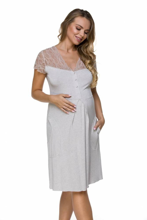 3127 Camicia da notte per gravidanza e allattamento Lupoline - grigio