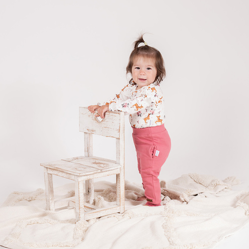 216273 Lala Nicol - Pantaloni da bambino rosa con polsini a coste, taglia 62-146