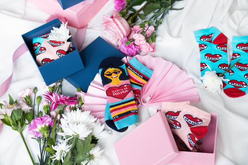 K89S Super Mama Foot Socks Moda Italiana - blu navy/colori