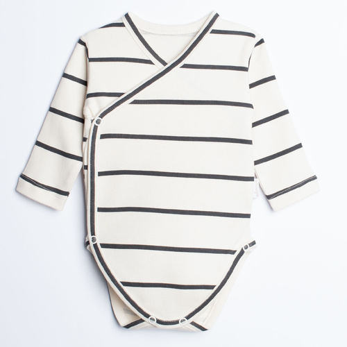 Body a portafoglio 222098 Olo Nicol 100% cotone righe grafite manica lunga