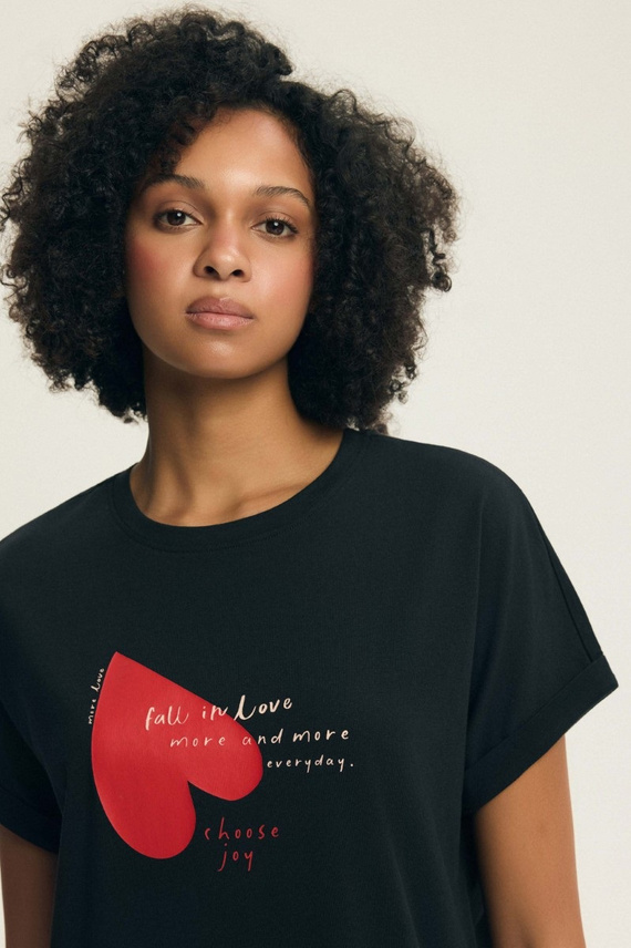 Camicia da notte da donna 44490 Emela pesca Henderson, 100% cotone, manica corta, mezza scollatura rotonda