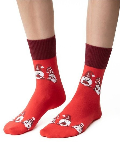 ARTE.136 Calze natalizie da donna Steven rosso 148- cotone, calde, modello invernale