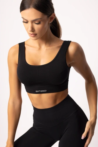 Reggiseno sportivo senza cuciture SPAIO Flex 2.0 nero - sostegno stabile e comfort