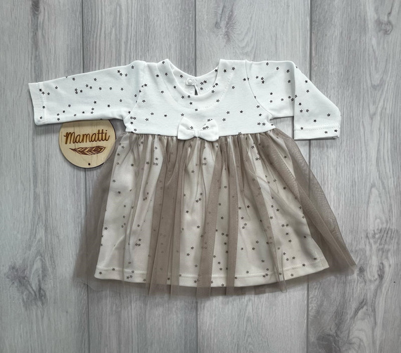 Sukienko-body con tulle SB16203 Mamatti manica lunga per bambina