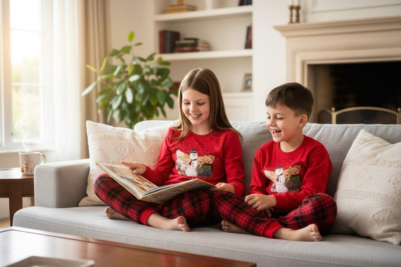 594/185 592/185 Pigiama invernale Cornette per bambina - Natale, rosso, cotone