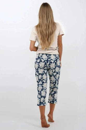 Pigiama Momenti Per Me donna Navy Charm - manica corta e pantalone 7/8, cotone