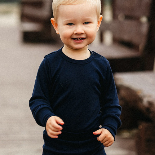 Body da bambino Eevi blu navy Merino - lana merino, termoregolatore