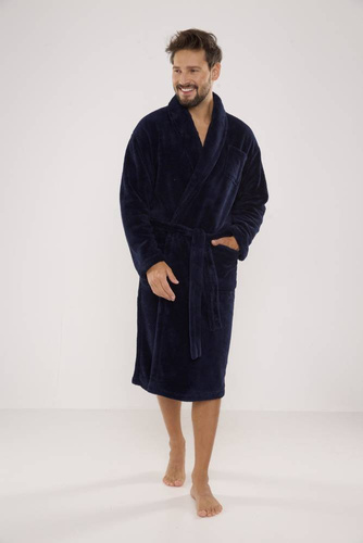 811 De Lafense vestaglia in felpa da uomo - blu navy