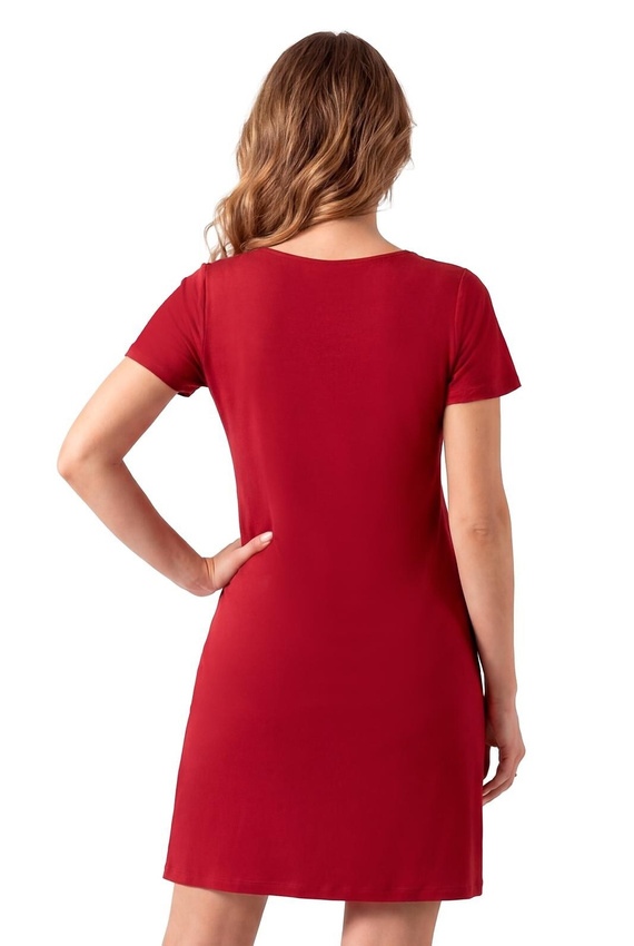 Koszula nocna Damaris Donna wiskozowa koronkowa elegancka z dekoltem w serek burgund