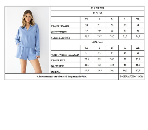 Completo donna Sensis Blaire blu – felpa polo e shorts in modal
