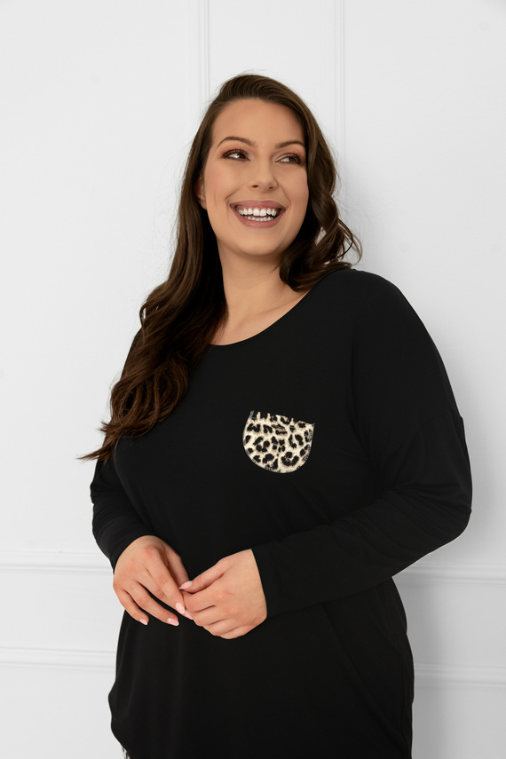 Kenia Pigiama da donna Moda Italiana - manica lunga, pantalone con stampa leopardata