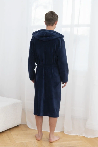 Mimas Accappatoio da uomo con cappuccio Moda italiana - blu navy