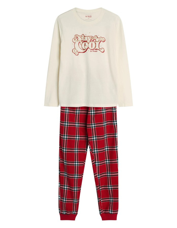 43717 Pigiama da donna Dalisa Henderson - flanella calda, manica lunga, a quadri natalizi