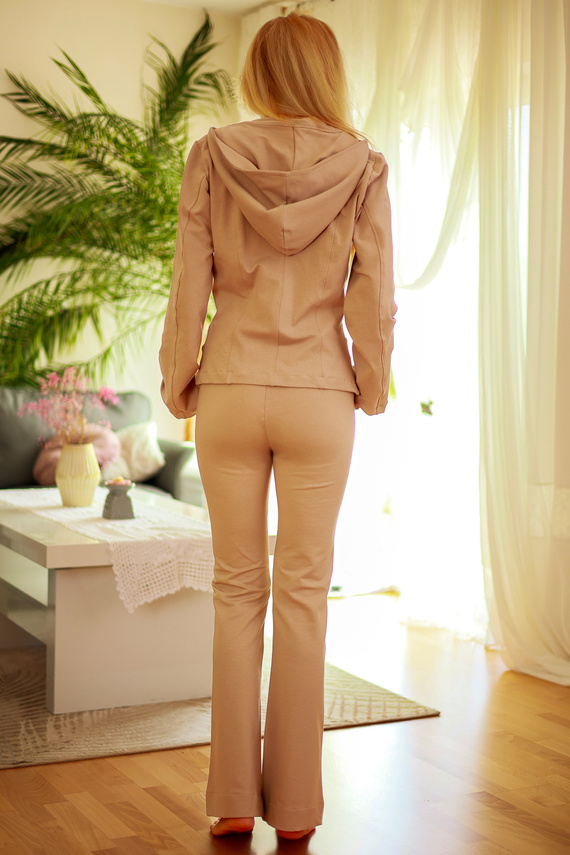 Adela - giacca con cappuccio da donna, 95% cotone 5% elastan | marca polacca Mirale - beige