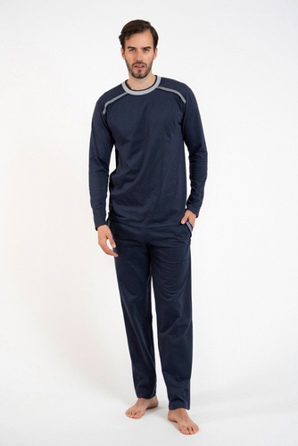 Zbyszek Pigiama uomo manica lunga, pantaloni lunghi Talian Fashion - blu navy