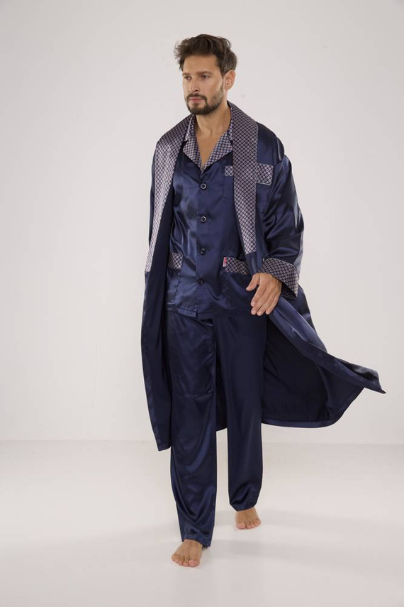 939 Pigiama da uomo in raso - blu navy