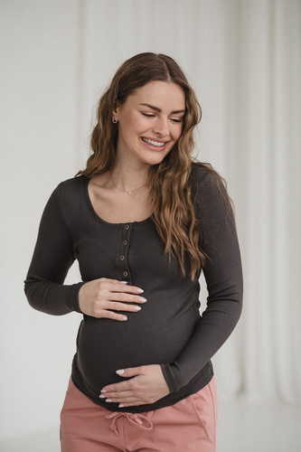 Tummy Milk&Love maglia premaman e allattamento in viscosa graphite