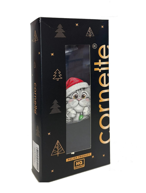 Cornette Gift 914/05 completo uomo natalizio boxer e calzini con gattino
