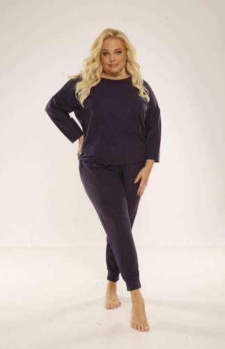 347 Paula Plus Size Pigiama donna De Lafense - blu navy