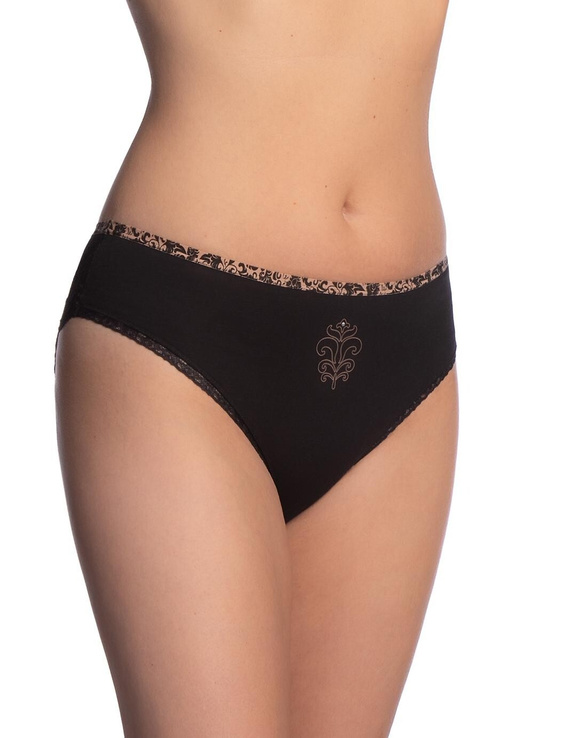 Lama L-1604 BI Slip Donna Bikini Cotone Nero/Beige 2 pezzi