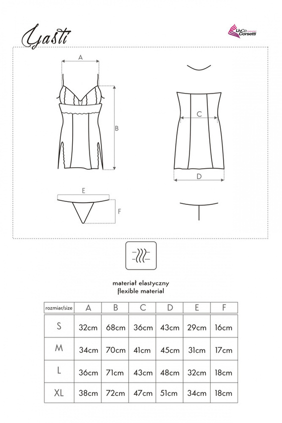 Yasti LC 13431 Set, chemise e mutandine LivCo Corsetti Fashion