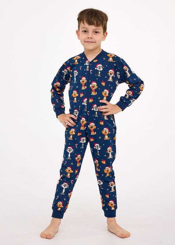 185/180 186/180 Tuta bambino Kids Boy Dog 2 Christmas Cornette- cotone, manica lunga, stampa festosa