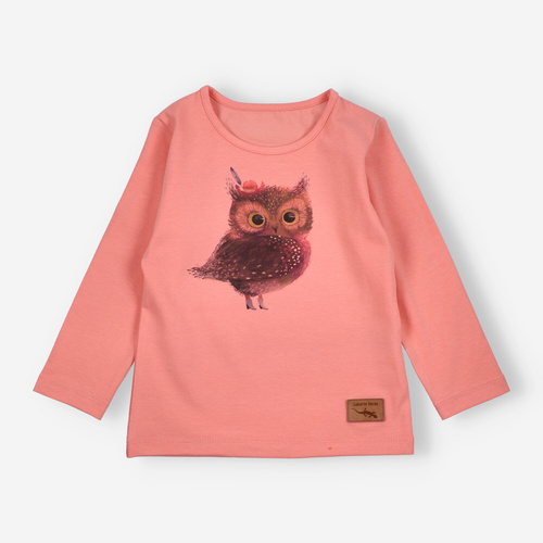 KAR-3001 Camicetta a maniche lunghe da bambina Lagarto Verde salmone - elegante, cotone, produzione polacca