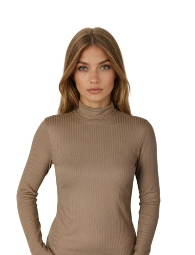 Matylda Camicetta da donna Eldar coffee- Viscosa a coste Premium | Golf | Manica lunga | Ideale per uno stile quotidiano ed elegante