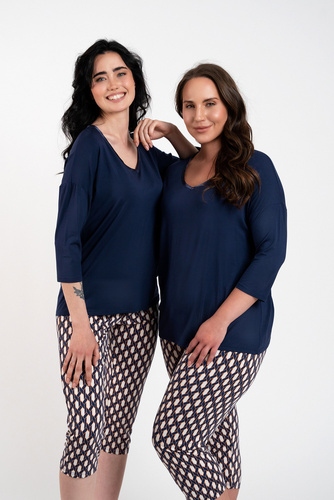 Milda Pigiama donna maniche 3/4, pantaloni 3/4 Moda italiana