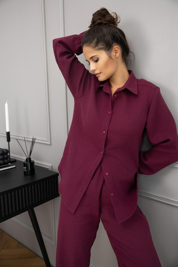 Pigiama Sensis Colette donna - mussola di cotone, maniche lunghe, abbottonato