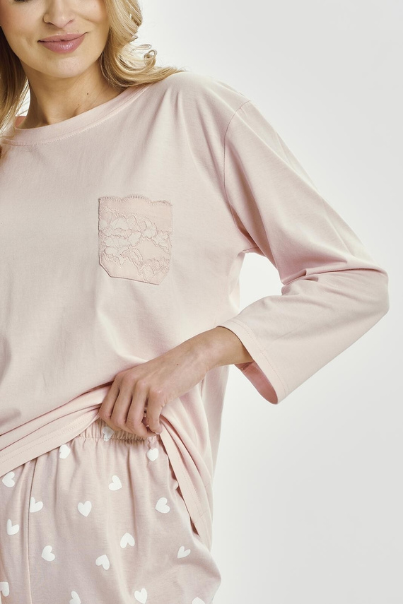 Nori 3442 Taro pigiama donna rosa cotone manica 7/8 confortevole