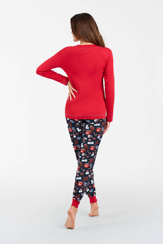 Makala Pigiama a maniche lunghe e pantaloni lunghi da donna Moda Italiana - rosso/stampa