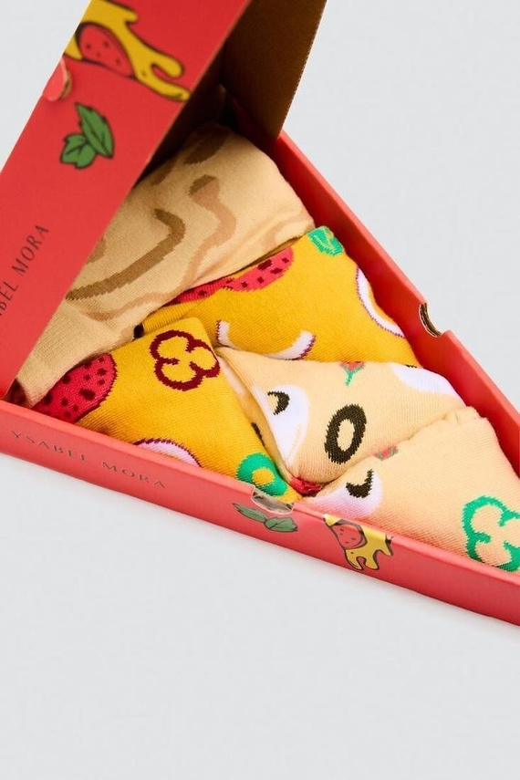 Ysabel Mora 17502 Calze Unisex 3 Paia in Cotone Pizza per Regalo