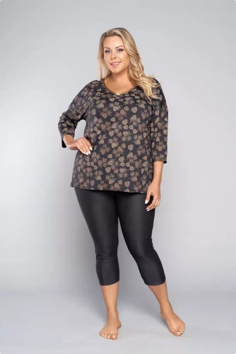 Pinnia Pigiama donna manica 3/4, pantaloni 3/4 Moda italiana - stampa/grafite