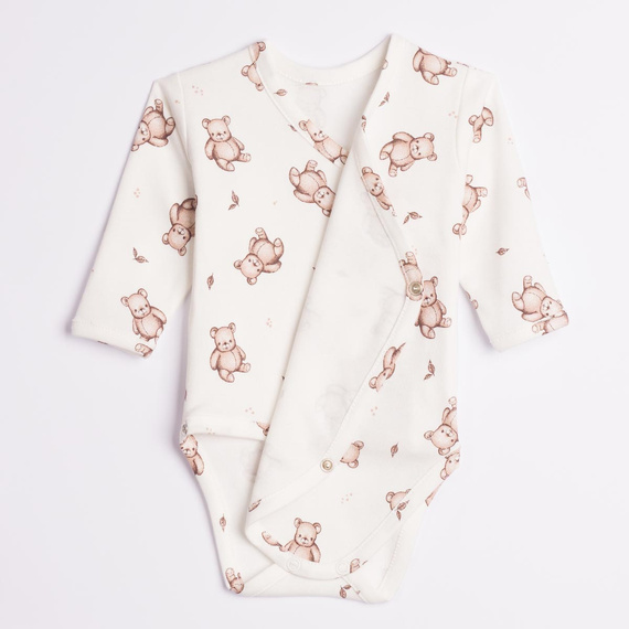 227094 Nicol BENEK Body incrociato 100% cotone manica lunga orsetti crema