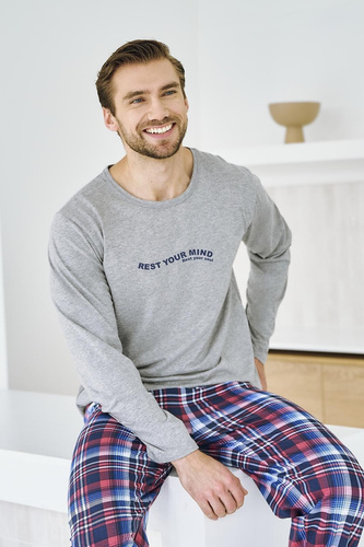 Pigiama uomo Franco 3478 grigio Taro - cotone, manica lunga, comfort e stile