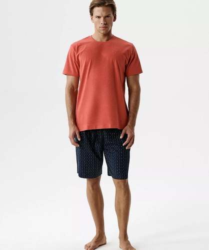 Pigiama uomo Atlantic NMP-400 rosso 100% cotone – leggero estivo